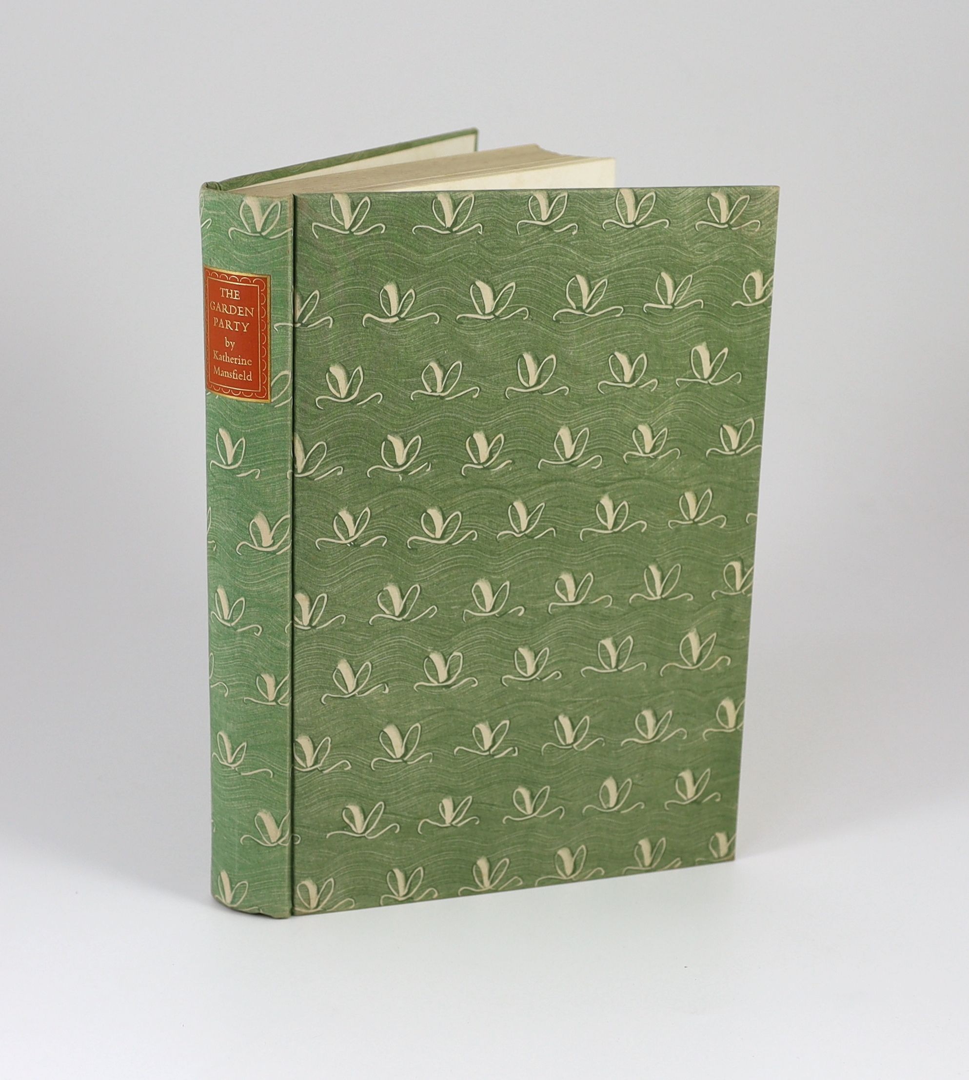 Mansfield, Katherine - The Garden Party, one of 1200, illustrated by Marie Laurencin, 4to, original green pastepaper over boards, with 16 coloured lithographs, Verona Press, London, 1939